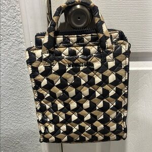 MZ Wallace tote.  Stylish Geometric Quilted Tote Bag - Black, Cream, Tan